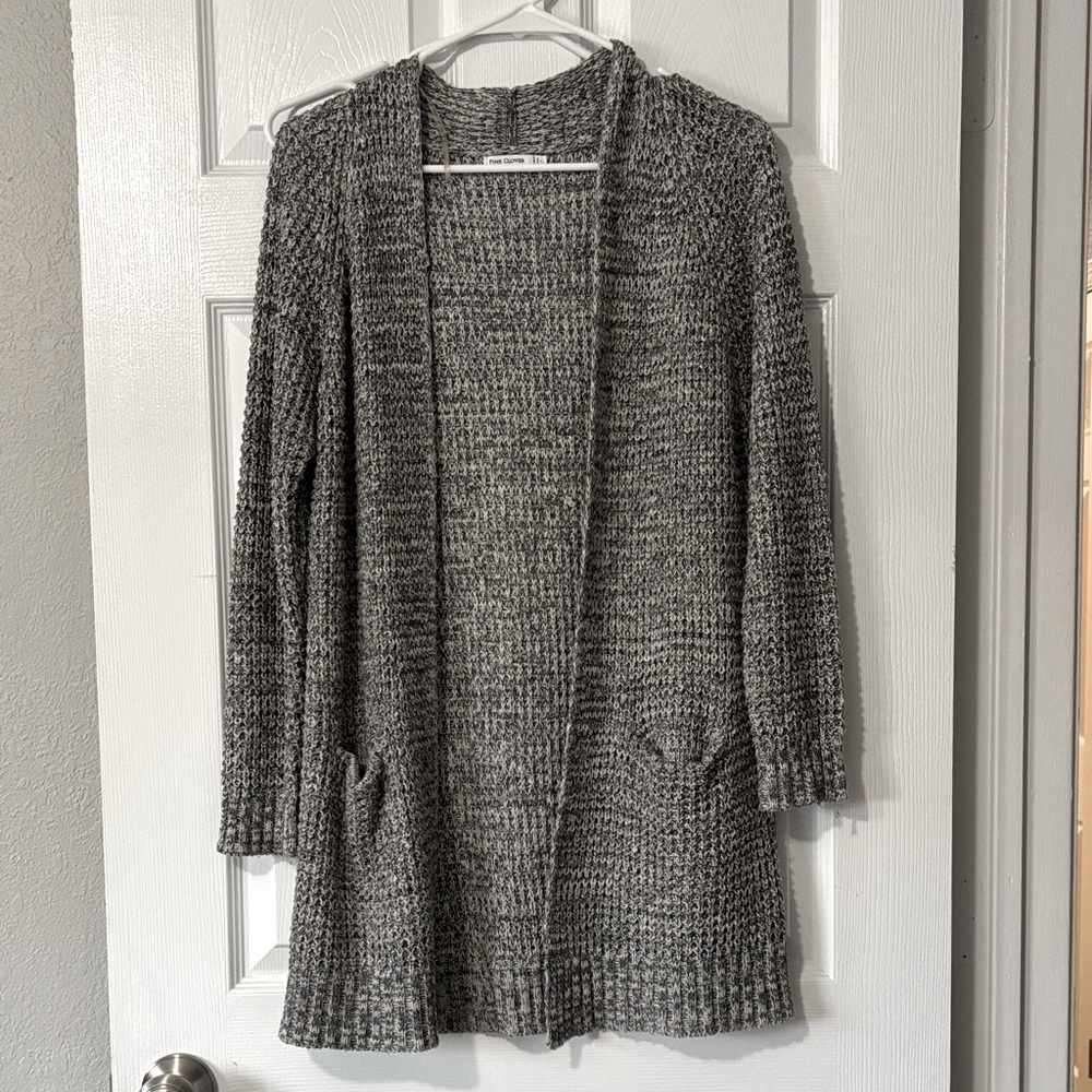 Pink Clover Charcoal Knit Cardigan